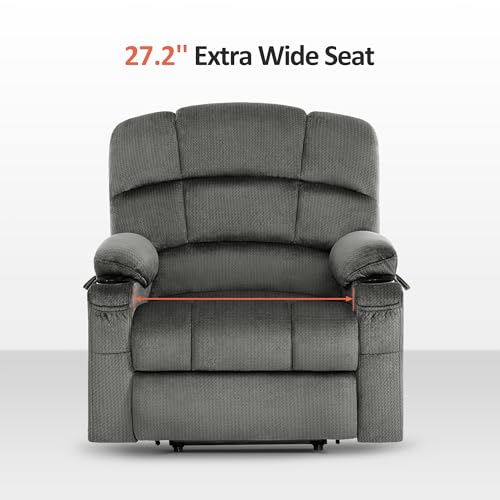 MCombo Large Dual Motor Power Lift Recliner Chair for Elderly, Massage and Heat, Lay Flat, Zero Gravity, Home Button, USB Port, Fabric 7680 (Large
