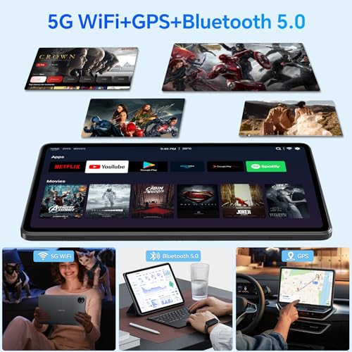 Blackview Tablet 10 inch Android 15,2025 AI Tablet, 4GB RAM 64GB ROM 1TB Expandable, Quad-Core, Widevine L1, 1280x800 IPS Touchscreen, 5G WiFi
