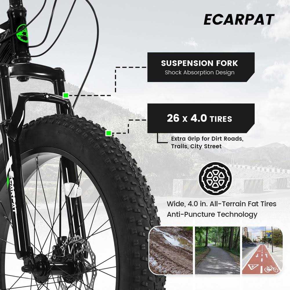26 in. Black Steel 21 Speed Mountain Bike with Fat Tire - Sports Supplies Online Store