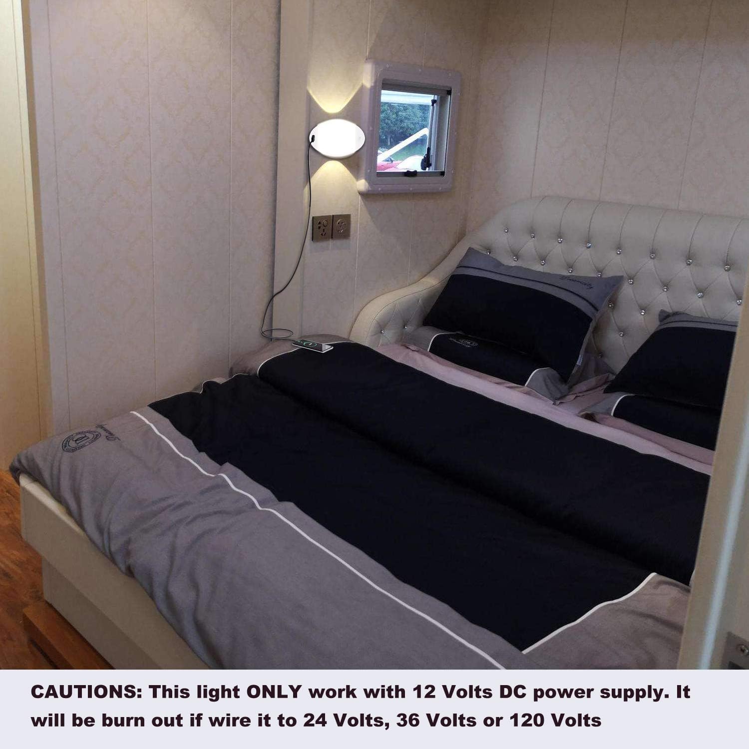 Facon Fashion LED Bright Pancake Light 12 Volt Interior Ceiling Dome Light with On/Off Switch for RV Motorhomes Camper Caravan Trailer Boat (with