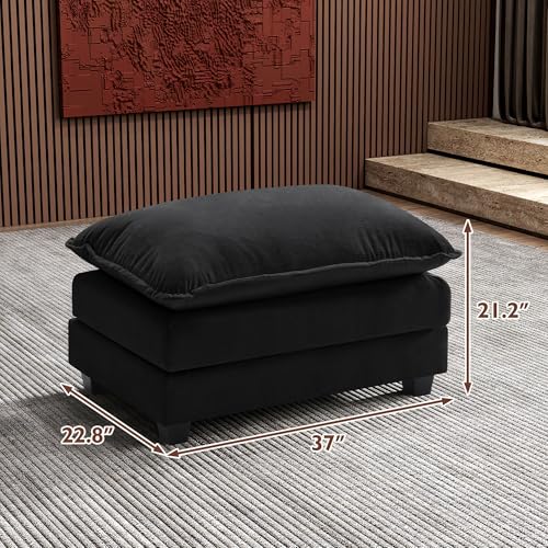 Ihanherry 111.4" U Shaped Modern Cloud Sofa Modular Sectional Couch with 2 Ottoman, 5-Seat Chenille Deep Seat Sofa with Pillow for Living Room