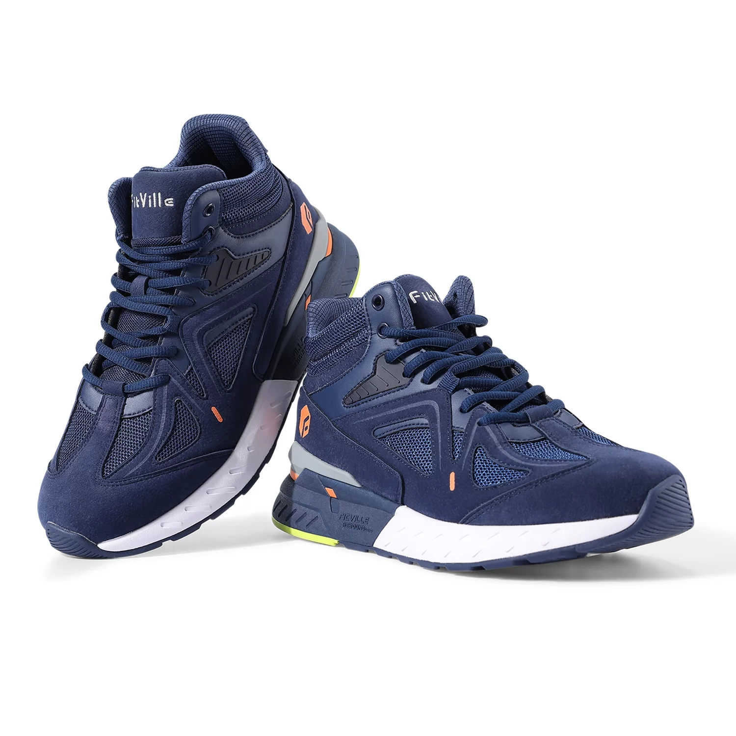 FitVille Women's Wide Sneakers High-top Basketball Shoes Supportive Walking Shoes with Extra Wide Toe Box for Flat Feet (Blue, 6 X-Wide)