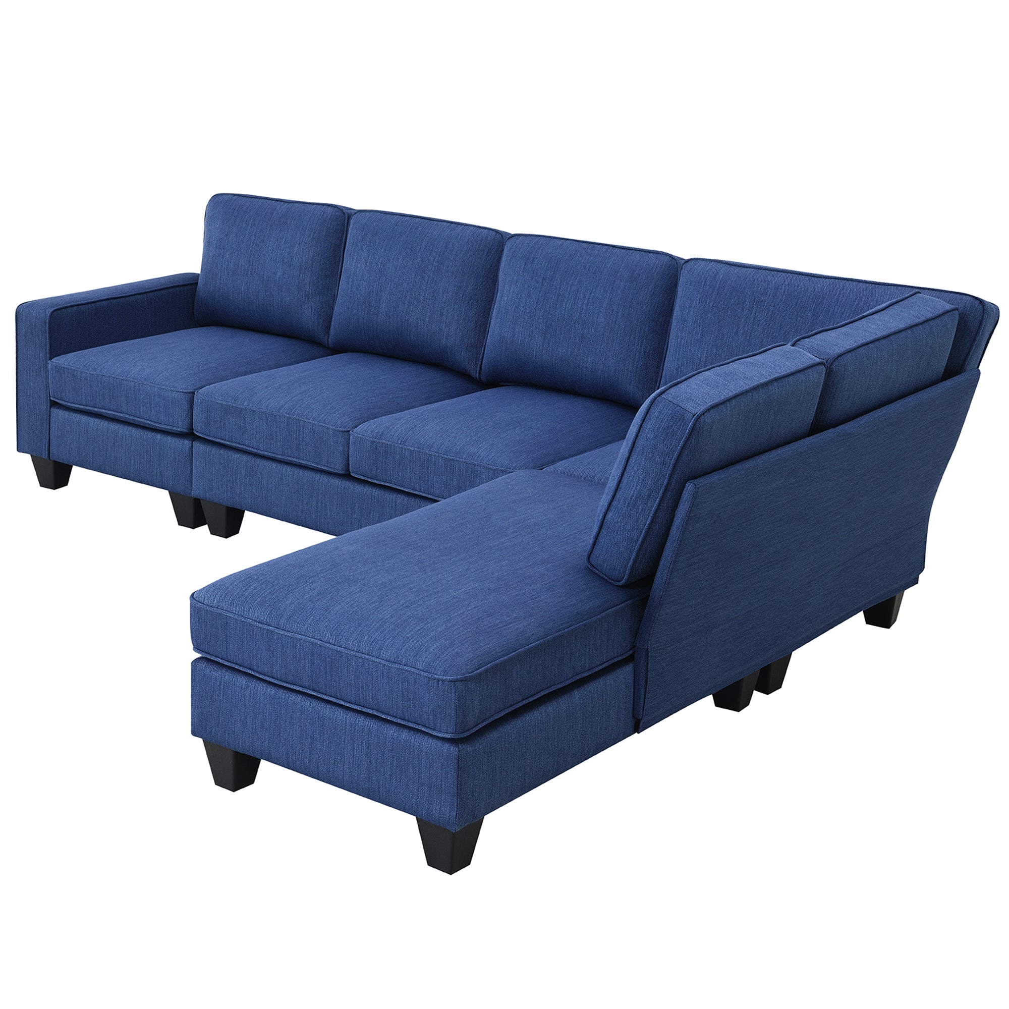 Vortex 7-seat Linen Fabric L-shaped Sectional Sofa - Blue
