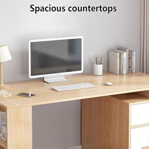 Desk for Two People Double Desk Wood with 3 Storage Drawers, Large 2 Person Computer Workstation, Home Office Desk