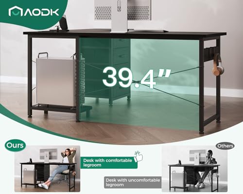 AODK L Shaped Gaming Desk with 4 Drawers, 61" Reversible Home Office Desks with Power Outlets