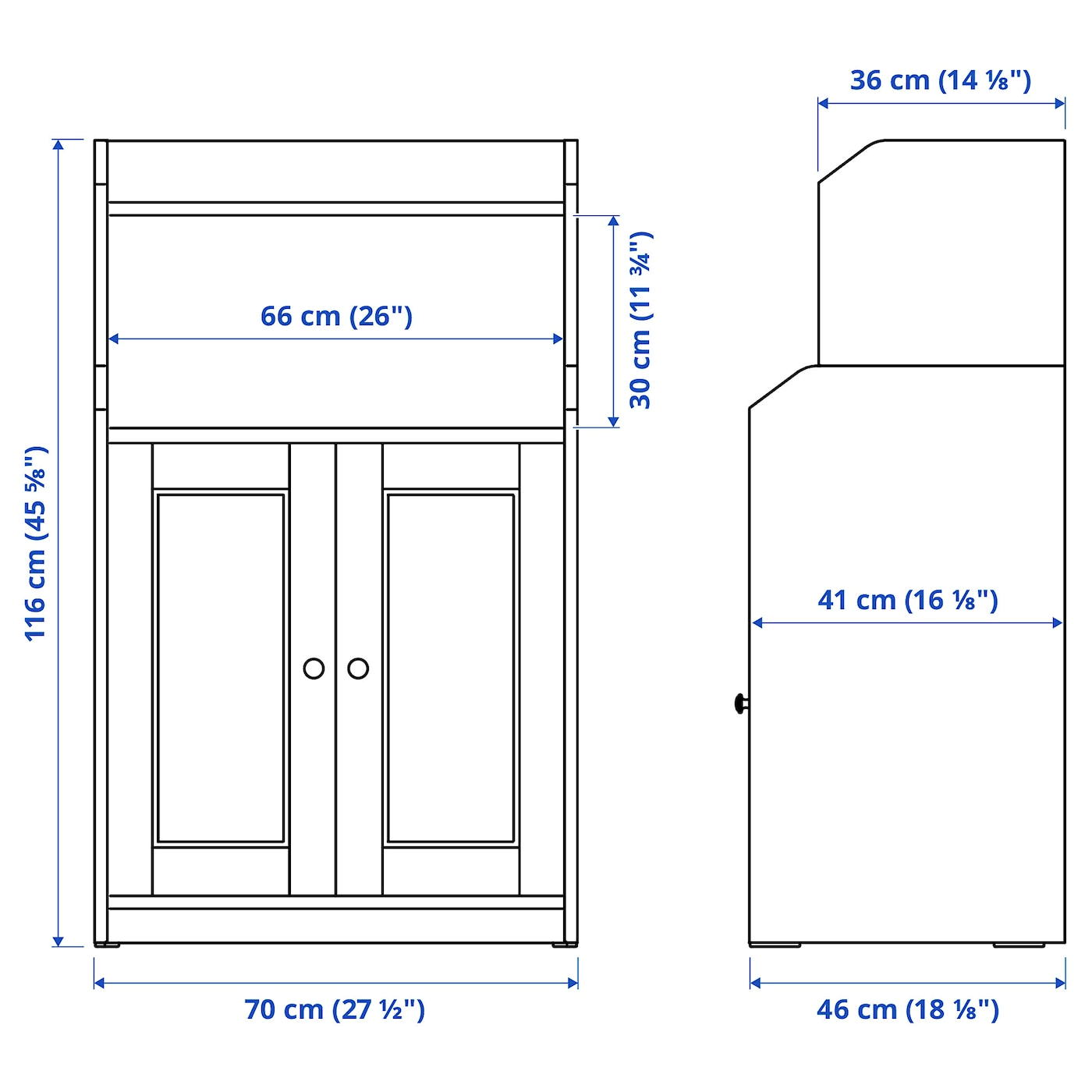 IKEA - HAUGA Cabinet with 2 Doors, Gray, 27 1/2X45 5/8 40415050