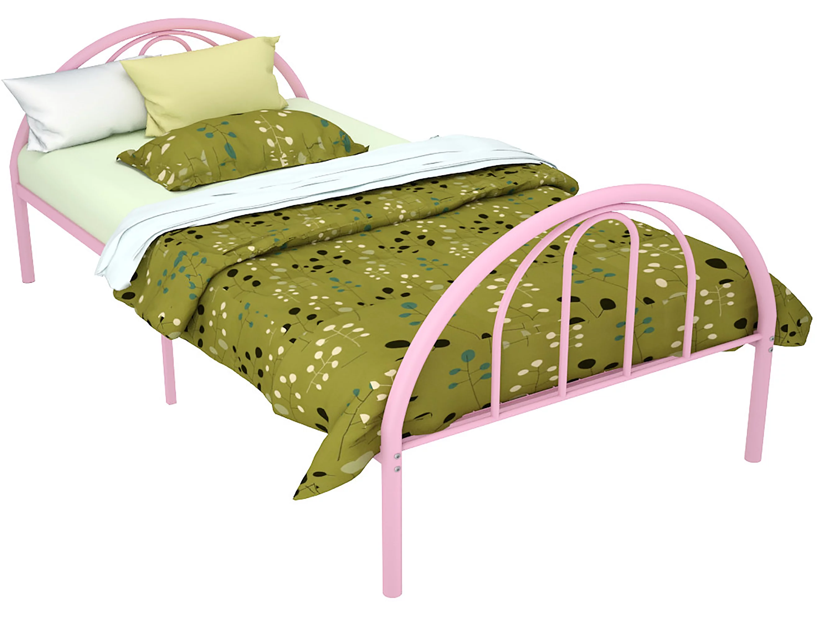 BK Furniture Brooklyn Classic Metal Bed, Twin, Pink
