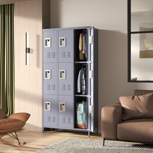 Metal Locker 3 Doors Storage Lockers for Employee,72" Tall Locker with Shelves and Hooks Steel Sports Locker for Office School Office Gym Home Garage