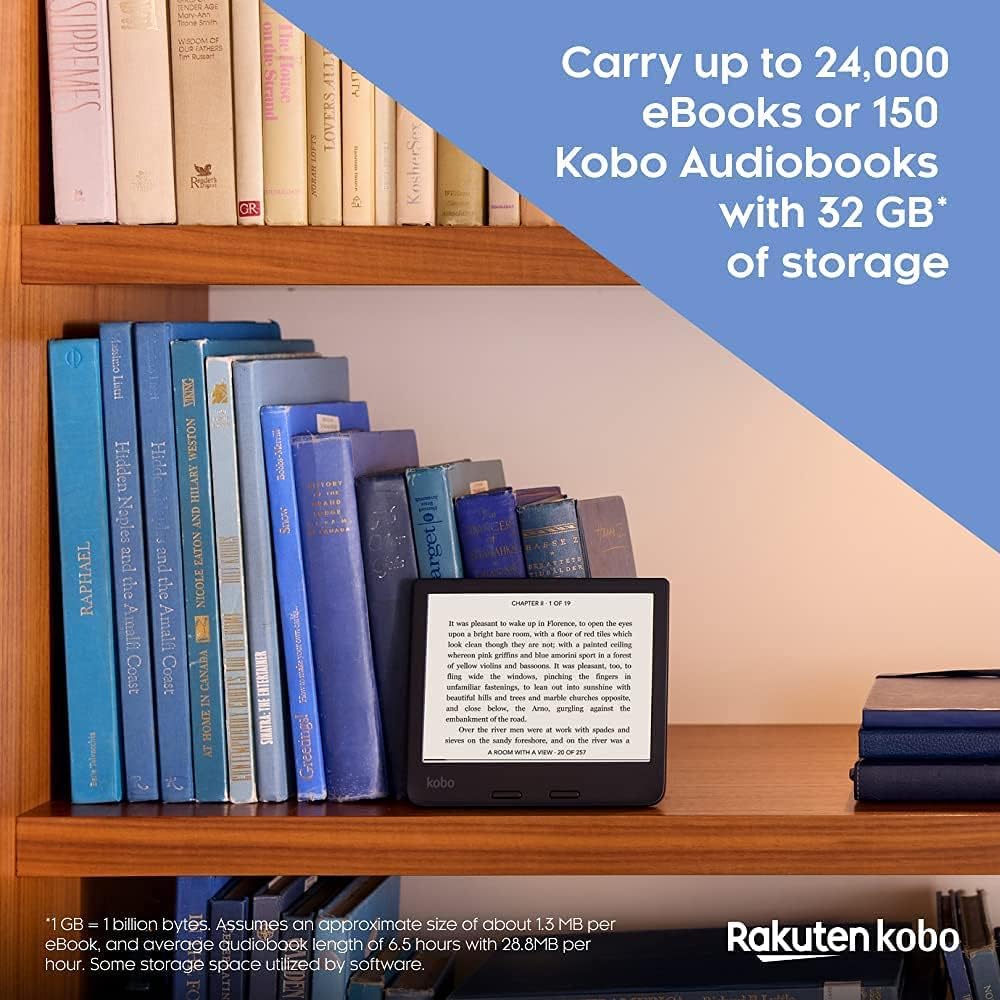 Kobo Libra 2 | eReader | 7” Glare Free Touchscreen | Waterproof | Adjustable Brightness and Color Temperature | Blue Light Reduction | eBooks | WiFi