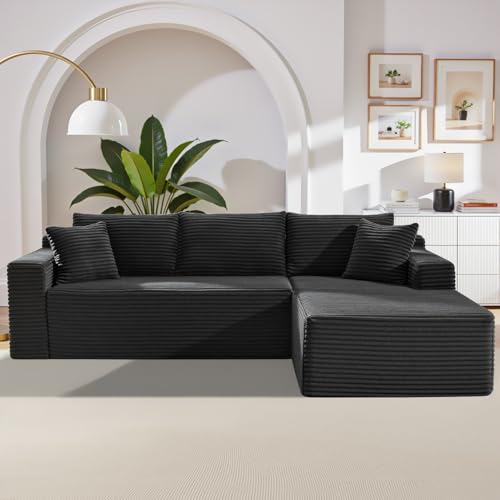 105 Inch Cloud Sectional Couch,Modern Modular Sectional Sofa with Deep Seat,Corduroy Boneless Couches with L-Shape Chaise for Living Room Bedroom
