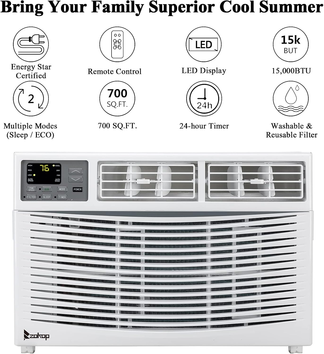 110V 1600W Air Conditioner White ABS Window Type Refrigeration/Energy Saving/Fan/Dehumidification Portable All-in-One,Used in rooms, offices