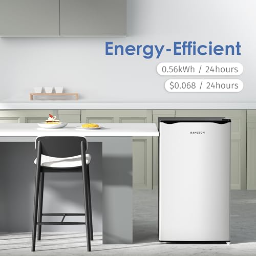 BANGSON Mini Fridge with Freezer, 3.2Cu.Ft, Single Door Small Refrigerator, Energy-Efficient, Low Noise, Mini fridge for Bedroom Dorm and Office
