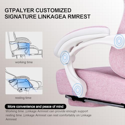 GTPLAYER Gaming Chair, Computer Office Chair with Pocket Spring Cushion, Linkage Armrests and Footrest