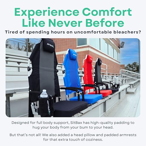 Padded Bleacher Seat – The Ultimate Reclining Stadium Chair with Full Back & Neck Support and 360° Swivel – Lightweight, Foldable