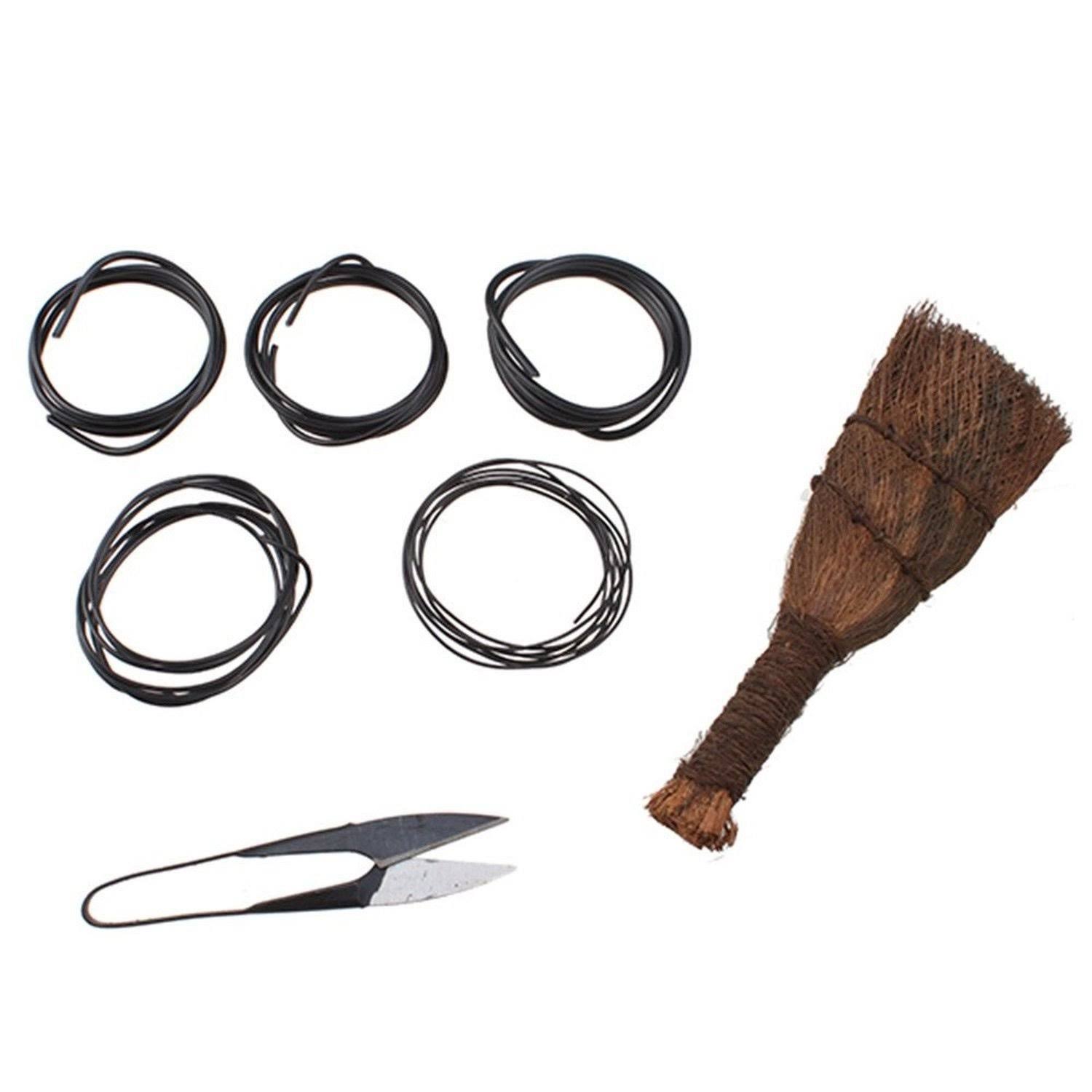 Image Carbon Steel Bonsai Tool Set 10-Pc Master Professional Shear and Brush Kit with Roll Wires in Heavy Duty Nylon Case