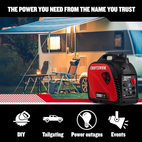 Craftsman C0010250 2,500-Watt Gas Portable Generator - Reliable Power for Outdoor Activities - Quiet Operation - Lightweight and Compact Design