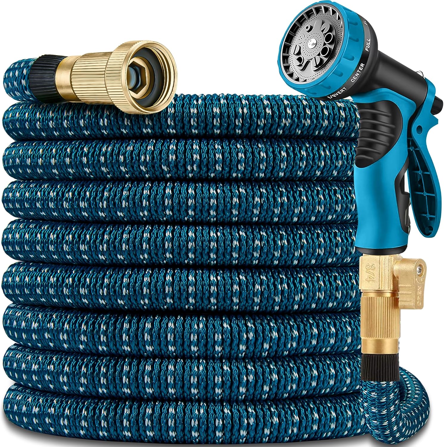150 ft Expandable Garden Hose - All New 2024 Retractable Water Hoses with 3/4" Solid Brass Fittings, Extra Strength Fabric
