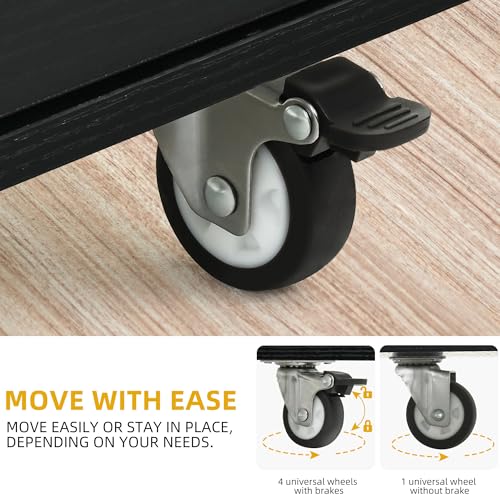 DWVO Kitchen Island on Wheels, Mobile Kitchen Island Cart with Folding Drop Leaf Breakfast Bar, Island Table for Kitchen with Large Storage Cabinets