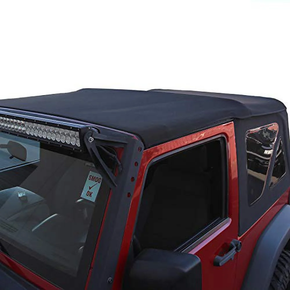 Sierra Offroad Soft Top for 2010 to 2018 Jeep Wrangler JK - Black, Twill Canvas - 2 Door Jeep Soft Top with Rear Plastic Tinted Windows
