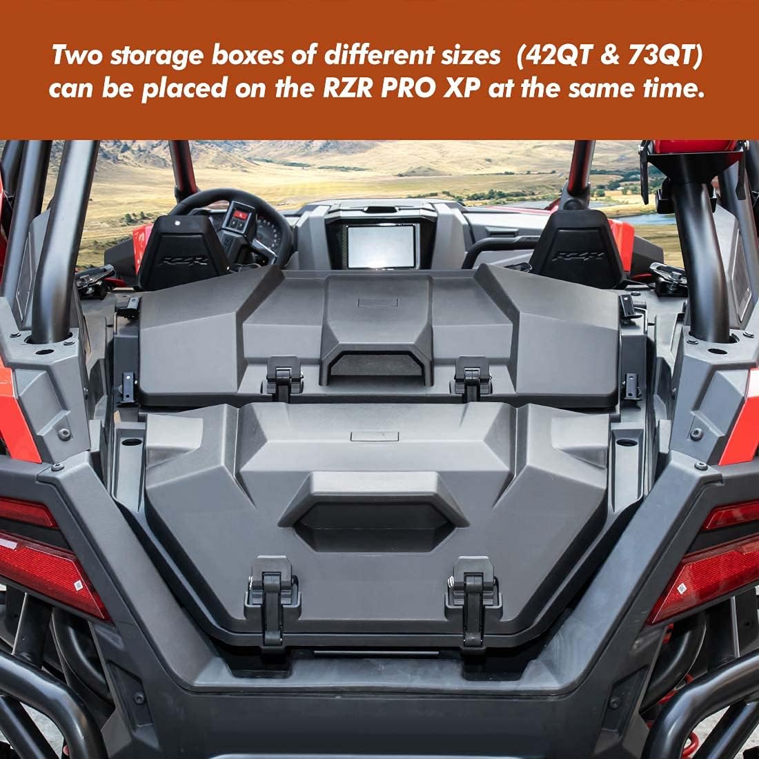 kemimoto RZR PRO XP Cargo Box, 73 QT Rear Storage Bed Box Compatible with 2020 2021 2022 Polaris RZR PRO XP / 4