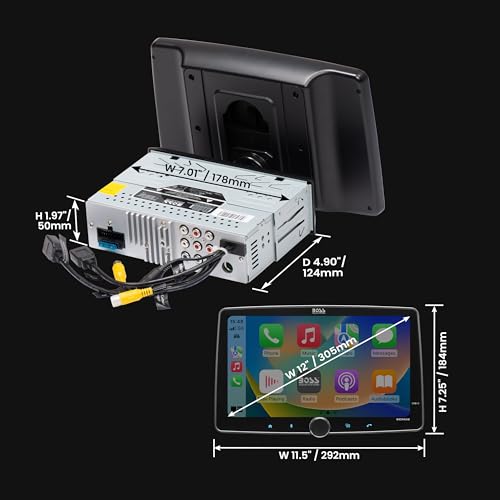 BOSS Audio Systems BVCP9700A-FL Single DIN Car Stereo Wireless Apple CarPlay, Android Auto, 7 Inch Touchscreen, Bluetooth, AM/FM Radio Receiver