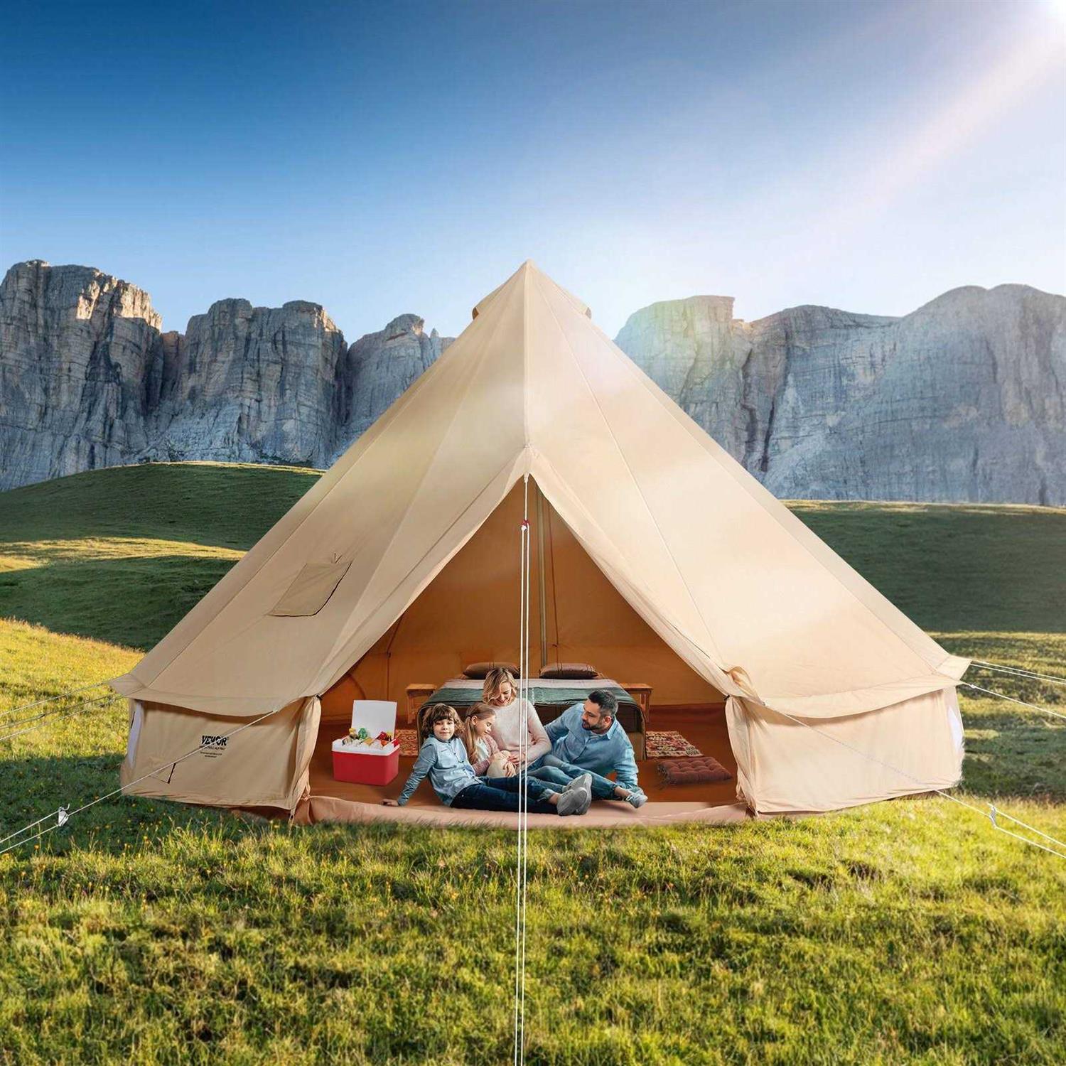 VEVOR Canvas Bell Tent 4 Seasons Yurt Tent - Sports Supplies Online Store
