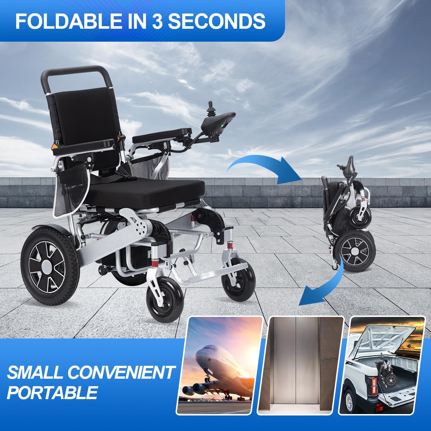 Electric Wheelchairs for Adults Intelligent Lightweight Foldable Electric Wheelchairs Power Wheelchairs for Seniors Compact Portable Airline Approved