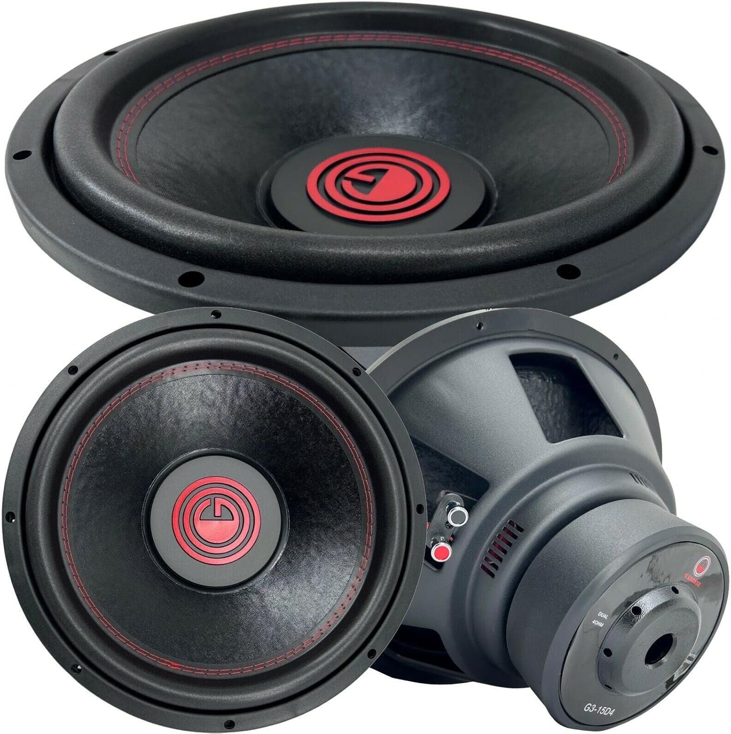 1x Gravity 15 Inch 2400 Watt Car Audio Subwoofer w/ 4 Ohm DVC Power 15 in. Sub - Feature Dual Voice Coil, Thick Magnet, Design for Car, ATV, Van