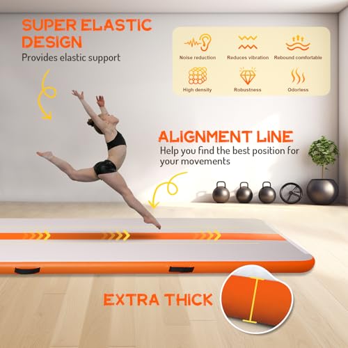 FEATH-R-LITE 10/13ft Inflatable Gymnastics Tumble Track Tumbling Mat 4in Thick Air Floor Tumble Track with Electric Pump for Cheer
