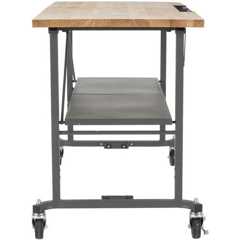 Cosco SmartFold Butcher Block Portable Workbench 52" Table Top Width x 34.80" Table Top Depth - 25.50" Height - Assembly Required - Gray