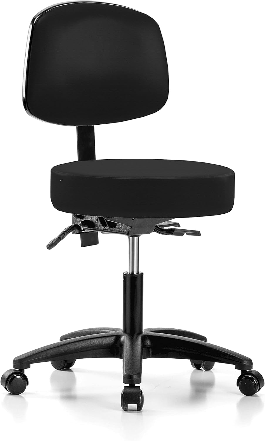 Perch Walter Rolling Height Adjustable Doctor's Stool with Back for Carpet or Linoleum | Workbench Height | 300-Pound Weight Capacity | 12 Year