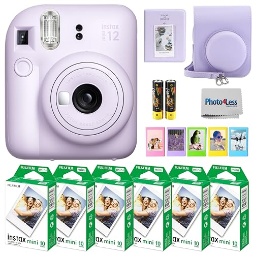 Fujifilm Instax Mini 12 Instant Camera Bundle with Fujifilm Instax Mini Instant Film Value Pack (60 Sheets) with Accessories Including Protective
