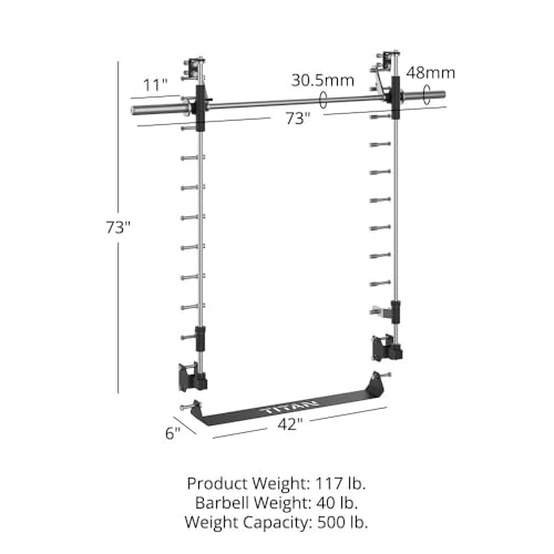 Titan Fitness X-3 Series 80" Smith Machine Power Rack Attachment, 500 LB Capacity, Comes with Smith Olympic Bar, Guide Rods, Safety Catches