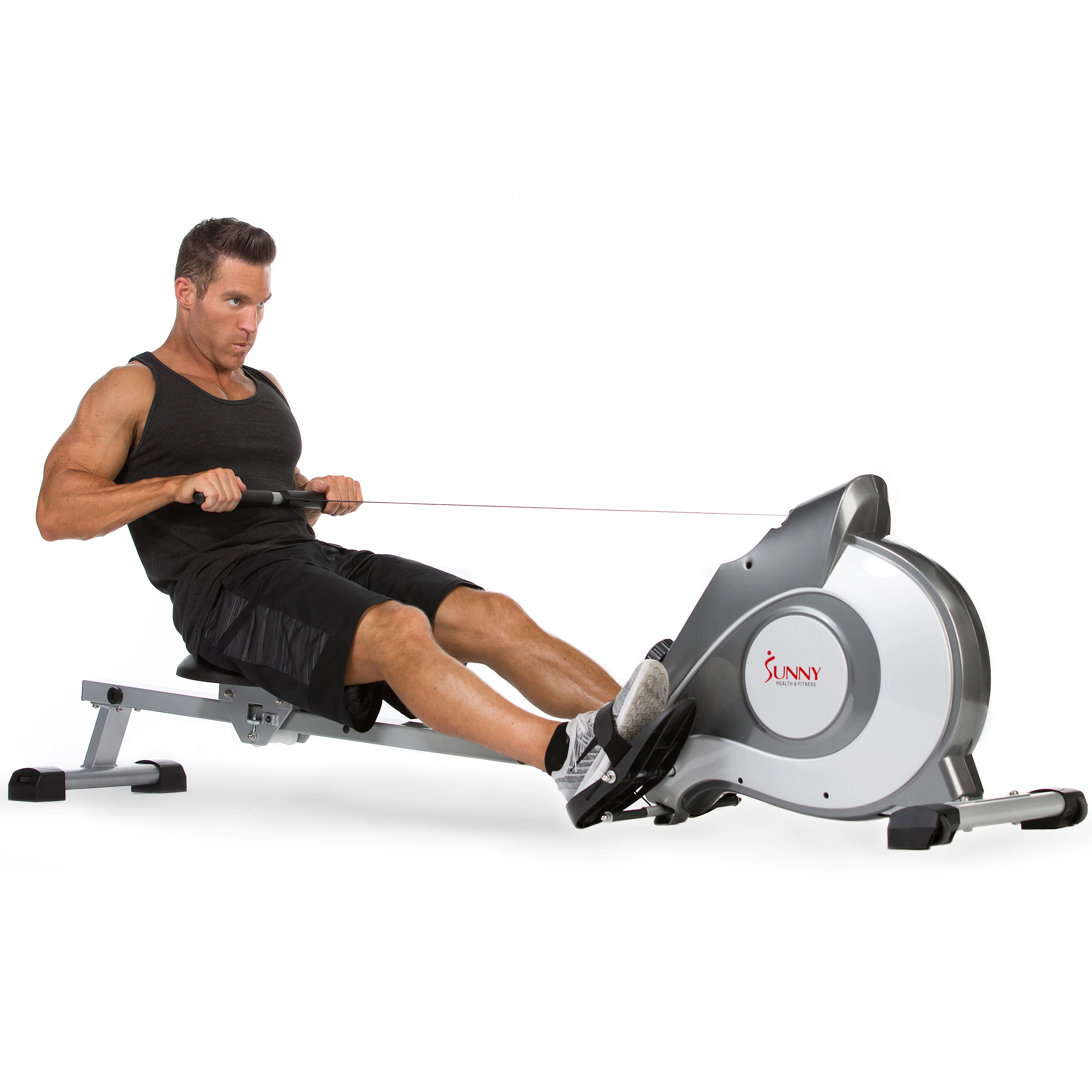 Sunny Health & Fitness Smart Magnetic Rowing Machine with Extended Slide Rail with Optional Exclusive SunnyFit® App Enhanced Bluetooth Connectivity