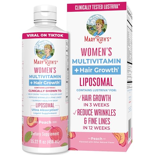 MaryRuth's Liquid Multivitamin for Women + Lustriva® Hair Growth Liposomal | Chromium Picolinate 1000mcg | Thicker Hair, Wrinkles, Fine Lines