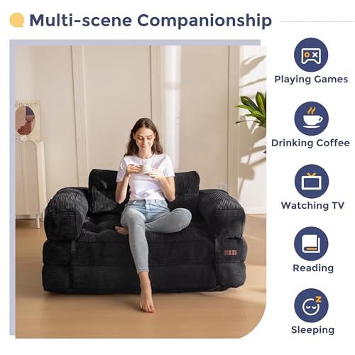 MAXYOYO Folding Sofa Bed, L-Shaped Convertible Sofa Bed with Armrest Foldable Sleeper Couch with Pillow