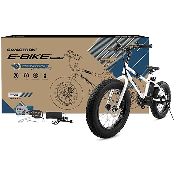 Swagtron EB-6 Bandit E-Bike 350W Motor, Power Assist, 4&rdquo; Tires, 20&rdquo; Wheels, Removable 36V Lithium Ion Battery, Dual Disc Brakes&ndash