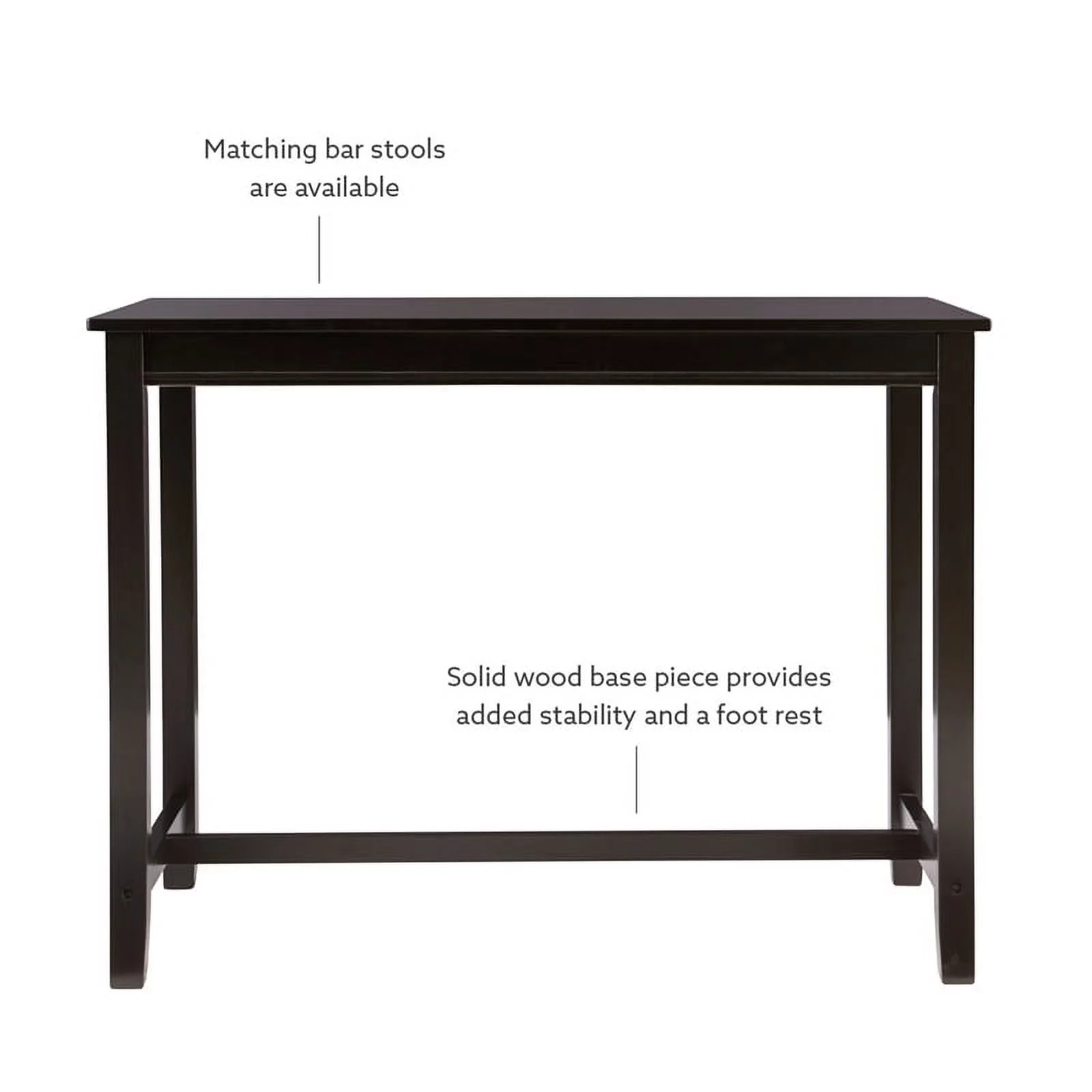 Linon Claridge 36" Wood Counter Height Pub Table in Black