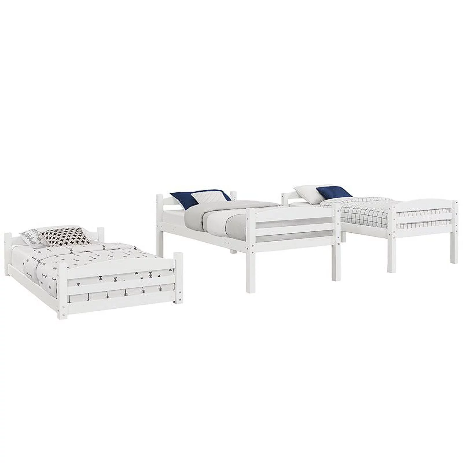 Dorel Living Sierra Traditional Wood Twin Triple Bunk Bed in White