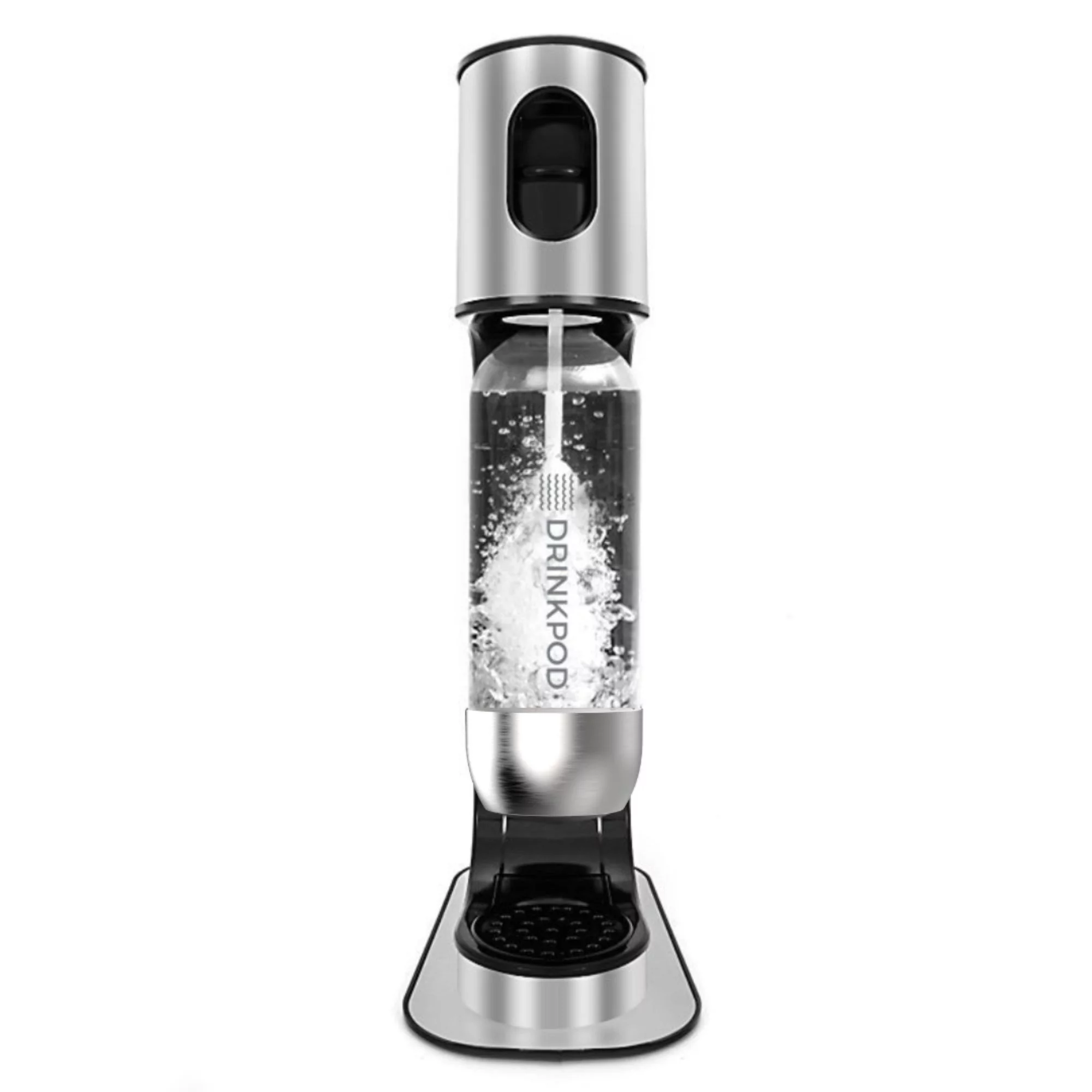 Drinkpod Stainless Steel Premium Sparkling Water Machine | Includes 1 C02 Cylinder & 3 x Bottles | Ultra Fizz Carbonated Machine In Stainless Steel