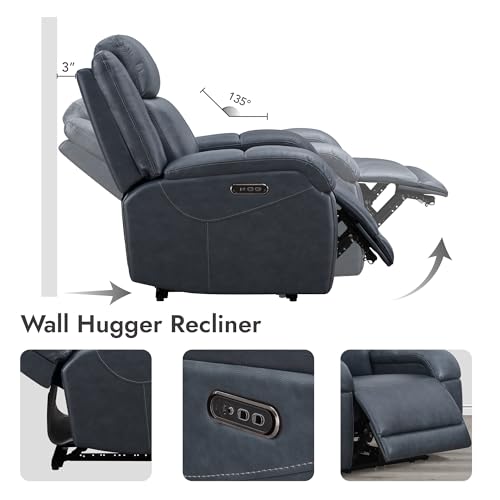 Watson & Whitely Genuine Leather Power Recliner Chairs for Adults, Wall Hugger RV Recliner with Power Headrest & Charging Ports