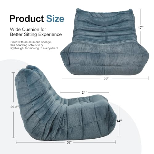 Bean Bag Chairs for Adults Giant Bean Bag Chair Memory Foam BeanBag Chair Big Bean Bag Sofa with Filler Faux Fur Fireside Beanbags Lazy Sofa for