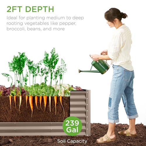 Best Choice Products 8x4x2ft Outdoor Metal Raised Garden Bed, Deep Root Planter Box for Vegetables, Flowers, Herbs
