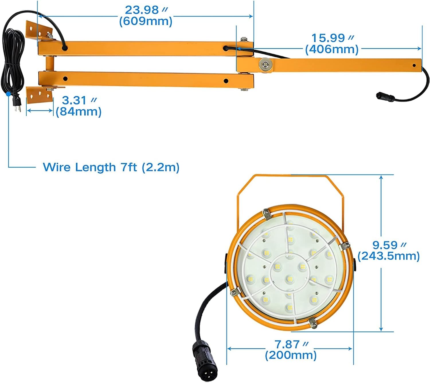 LED Loading Dock Light, Lawind LED Dock Light with Double Swing Arm, Heavy Duty Steel Loading Dock Mounting Arm