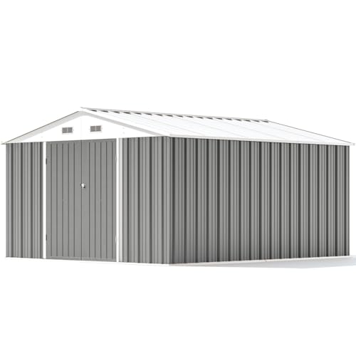 Patiowell 5x3 FT Outdoor Storage Shed, Tool Shed with Sloping Roof and Lockable Door, Metal Shed for Backyard Garden Patio Lawn, Brown
