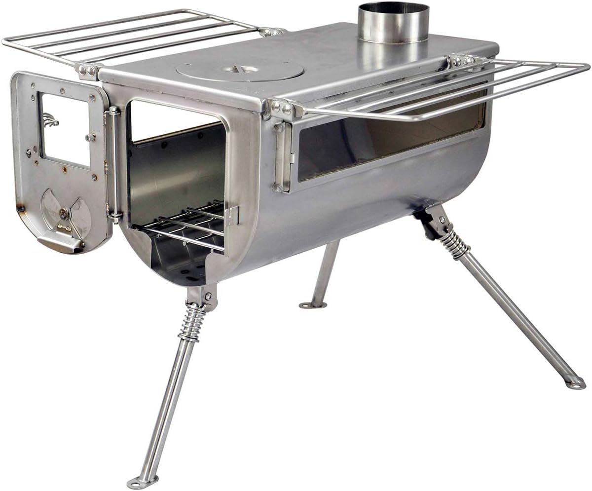 WINNERWELL Woodlander Double-View Large Tent Stove | Portable Wood Burning Tent Stove for Tents, Shelters