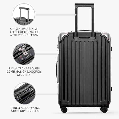 LEVEL8 Grace Carry on Luggage Airline Approved, 20 Inch Expandable Hardside Suitcases with wheels, Abs+Pc Harshell Spinner Luggages with Tsa Lock, Red