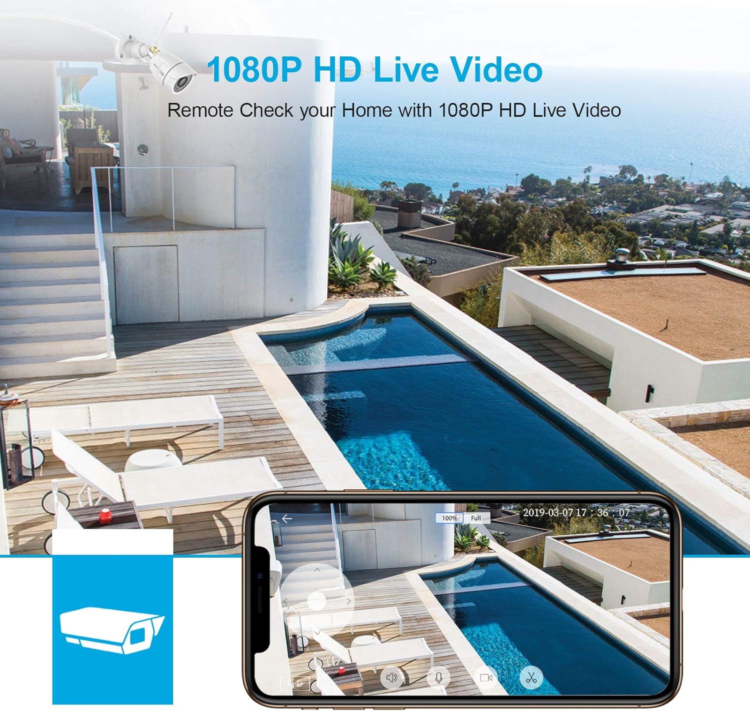 wansview Outdoor Security Camera, wansview 1080P Wireless WiFi Home Surveillance Waterproof Camera with Night Vision, Motion Detection, Remote Access