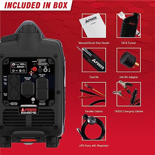 A-iPower 7600W Dual Fuel Quiet Portable Inverter Generator, Electric Start RV Ready, EPA & CARB Compliant CO Sensor