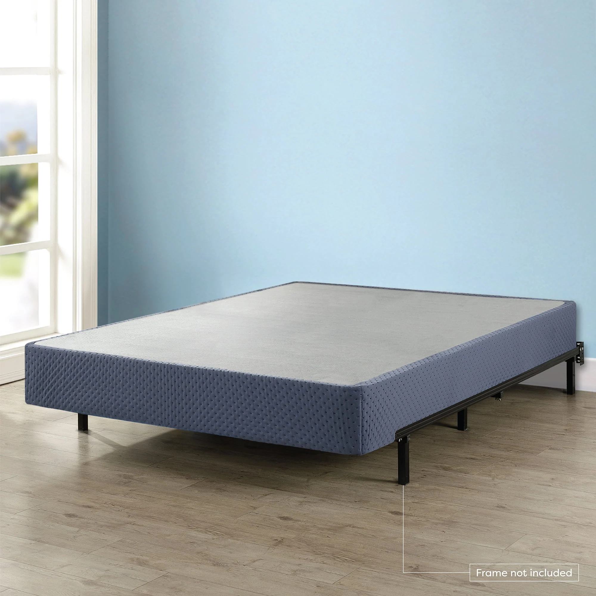 Mellow 9 Box Spring, Heavy Duty Steel, Easy Assembly, Navy, Queen